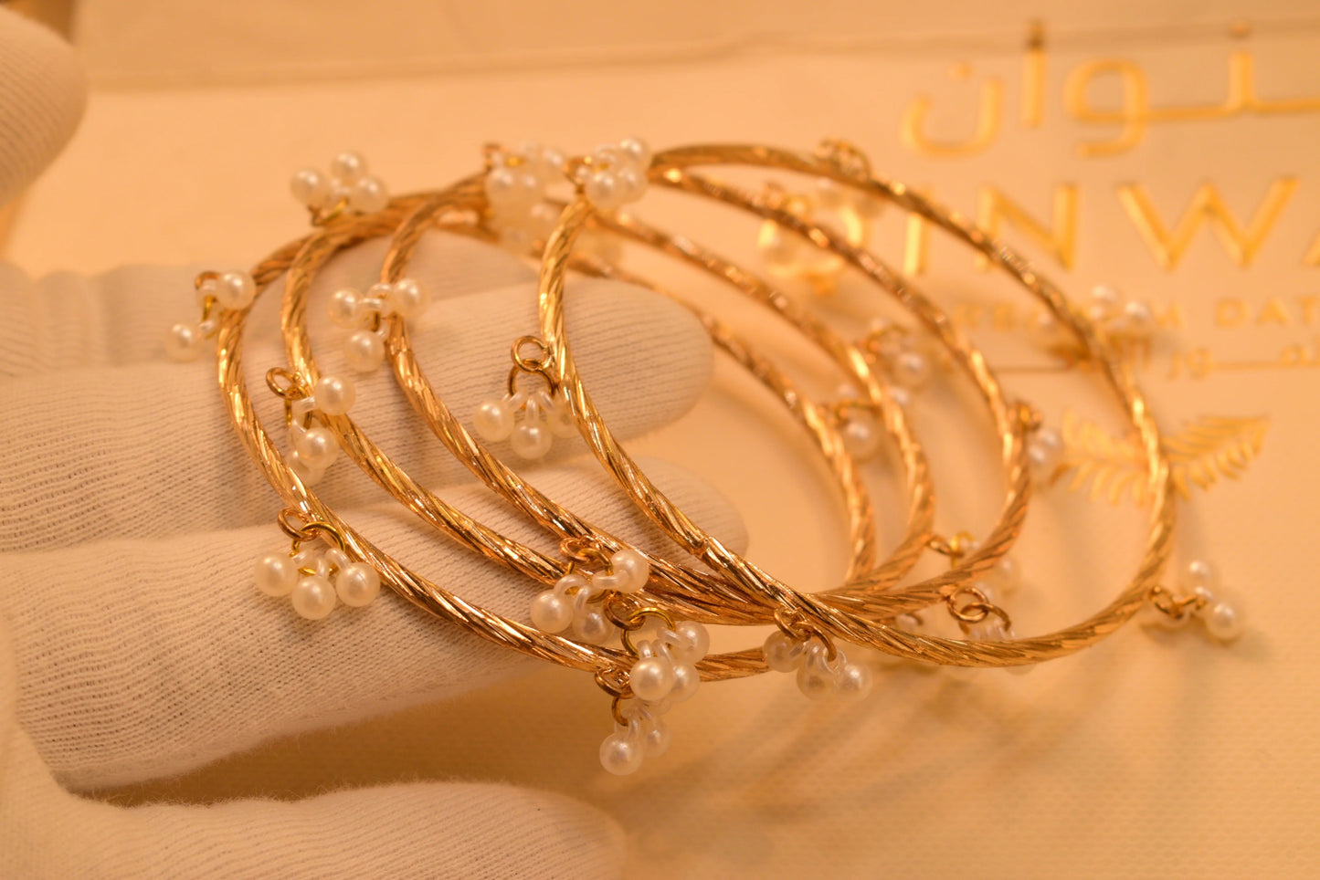 Beautiful Fancy 4pc Pearls Bangles Set for Girls/Women
