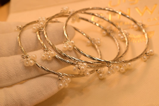 Beautiful Fancy 4pc Pearls Bangles Set for Girls/Women