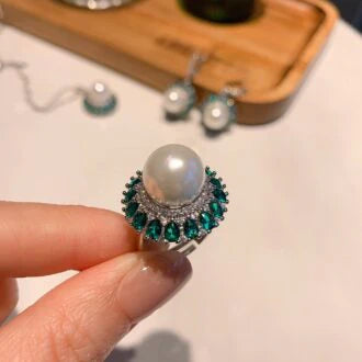 Elegant pearl set, earrings, ring